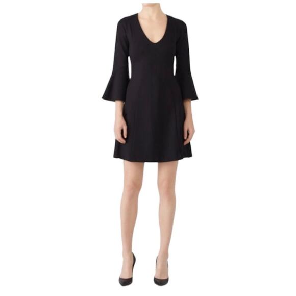 Amanda Uprichard Fresno Mini Dress Women's Small Black Bell Sleeves A-Line RTR - Picture 1 of 11